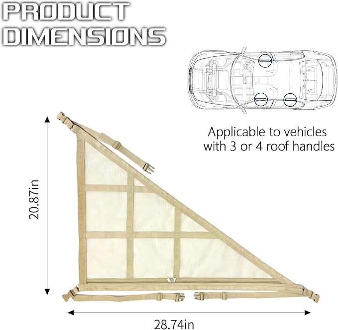 Car Ceiling Cargo Net, 28.74"×20.87" Double-Layer Mesh Car Roof Storage Organizer, Auto Interior Roof Cargo Net for SUV Truck Van, Camping Accessories, Road Trip Essentials (Beige)