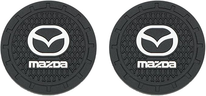 Car Cup Holder Coasters Compatible with Mazda Series Interior Accessories,Recessed Silicone Anti Slip Cup Holder Coaster Interior Accessories 2.75in 2Pack (Black)