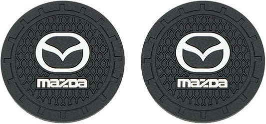 Car Cup Holder Coasters Compatible with Mazda Series Interior Accessories,Recessed Silicone Anti Slip Cup Holder Coaster Interior Accessories 2.75in 2Pack (Black)