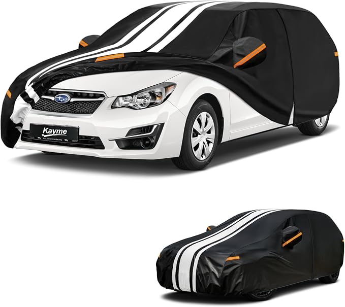Kayme Heavy Duty Car Cover Custom Fit for Subaru Impreza Hatchback (1992-2026) Waterproof All Weather for Automobiles, Gift with Tape/Towel, Outdoor Full Exterior Cover Rain Snow Sun UV Protection.