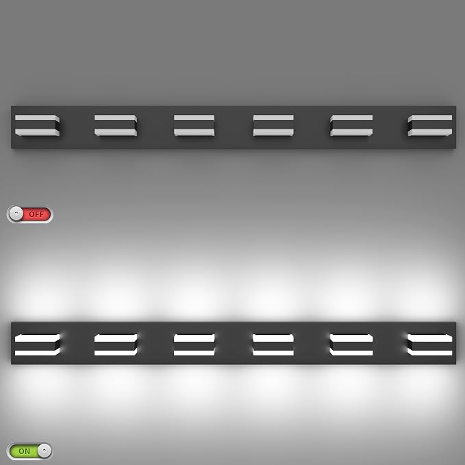 SOLFART 5 Color Temperature Adjustable Modern Vanity Light6 Lights Black Bathroom Light FixturesIndoor LED Bar Lighting 5 Color Temperature Adjustable 5CCT ETL Listed