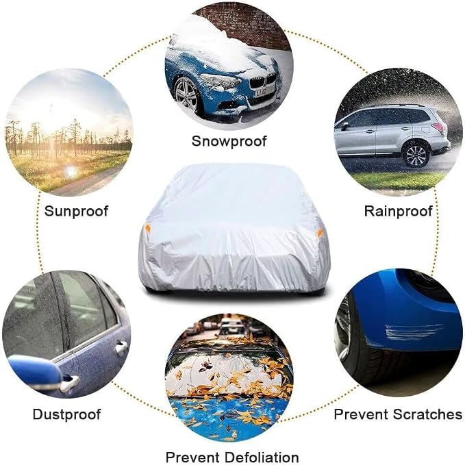 Kayme 6 Layers SUV Car Cover Custom Fit for Ford Expedition (2006-2026), Waterproof All Weather for Automobiles,Rain Sun UV Protection.Silver