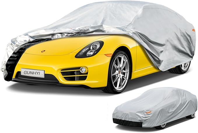 GUNHYI 6 Layers Car Cover for Coupe Sports Waterproof All Weather, Heavy Duty Full Exterior Cover Suitable for Audi TT, BMW Z4, Subaru BRZ, Porsche 718 Boxster Cayman etc. Size A2 (See Size Chart)