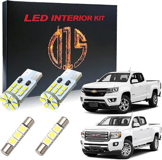 LED Interior Light Kit Accessories for Chevy Colorado GMC Canyon 2015-2023 2024 2025 6000k White Map Dome Visor Cargo License Plate Bulbs (13 Pieces)