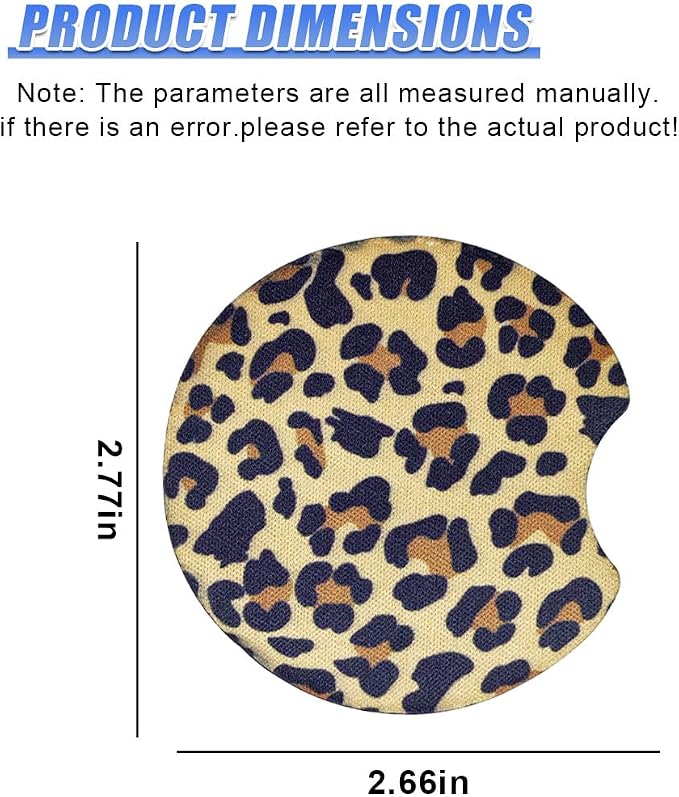 2PCS Leopard Print Car Cup Holder Coasters, 2.77'' Non-Slip & Shockproof Automotive Interior Drink Cup Mat, Universal Vehicle Insert Coaster Decoration Accessories for Women Girl (No.3)