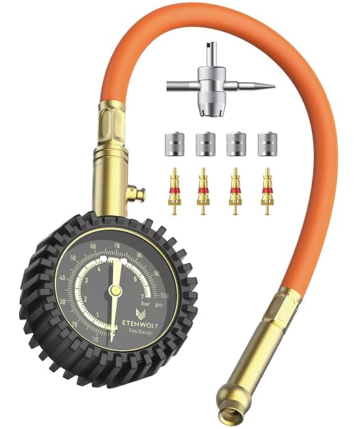 ETENWOLF Tire Pressure Gauge 0-100 PSI, ANSI B40.1 Grade A Certified | Accurate Tire Gauges for Tire Pressure with Large Glow Dial, Air Pressure Gauge for Tires, Car Accessories