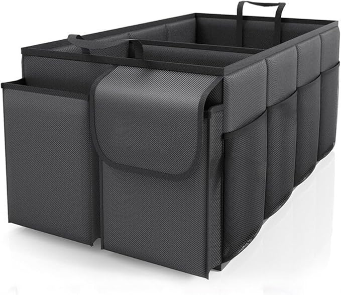 Advanced car seat storage bag is suitable for children and adults. The front and rear seat storage bags are foldable and adjustable. (black gray)