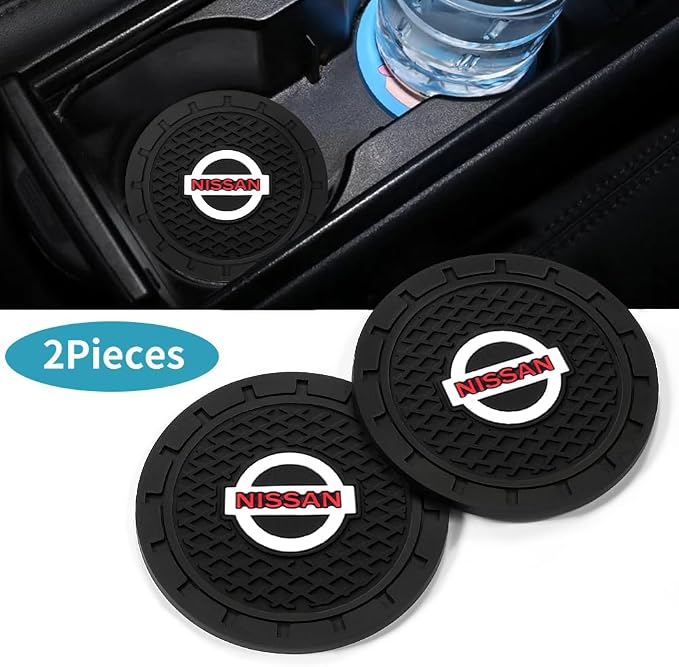 2PCS Car Cup Holder Coasters, Silicone Car Coasters Non-Slip Vehicle Car Coasters Cup Mats for Interior Accessory, Work Nissan Qashqai Versa Sentra Altima Rogue Murano Frontier Pathfinder Titan,2.75''