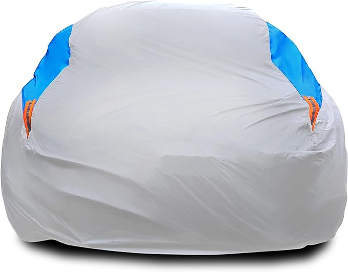 MORNYRAY Waterproof Car Cover All Weather Snowproof UV Protection Windproof Outdoor Full car Cover, Universal Fit for Sedan (Silvery, A0-Fit Sedan Length(Up to 153 inch)