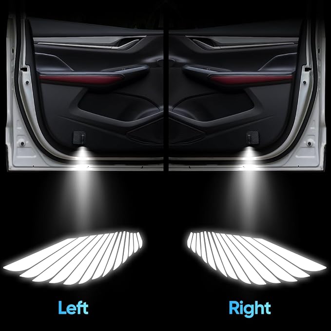 2 PCS Car LED Angel Wing Car Door Light Logo Projector Car Brand Logo LED Ghost Shadow Light Projector car Open Door Light car Welcome Light car Door Projector Lights (Angel Wings)