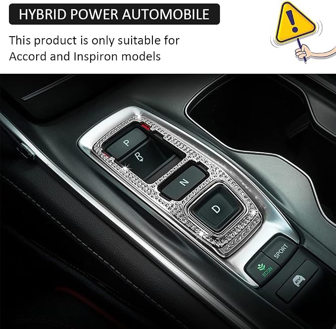 Bling Accord Accessories Gear Shift Panel Sticker Trim Shiny Crystal Decorative Decals Compatible with Honda Accord Accessories Hybrid 10th 2022 2021 2020 2019 2018