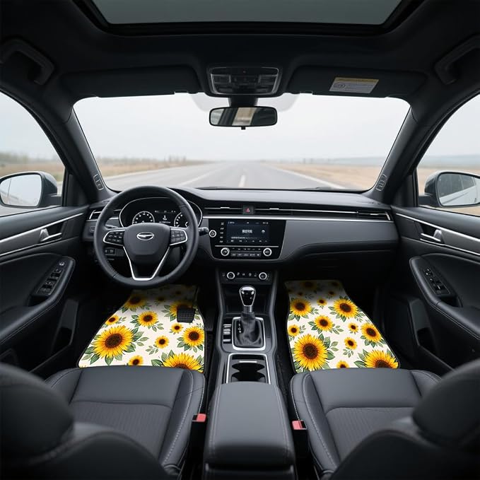 Turkish Persian Blue Car Floor Mats Bohemian Floral Carpet Front Rear Carpets Mat Decorative Car Floor Carpets Non-Slip Auto Car Accessories Universal Fit for Car SUV Truck Van