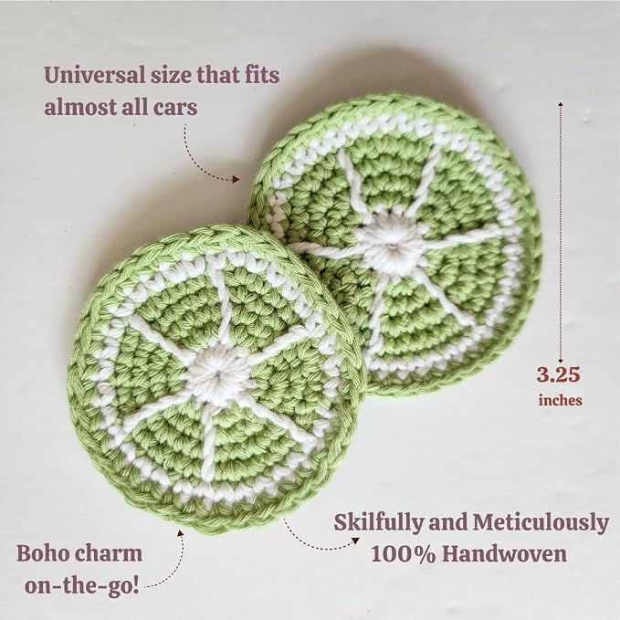 Cotton Crotchet Fruit Car Coaster Set (Lime Zing)