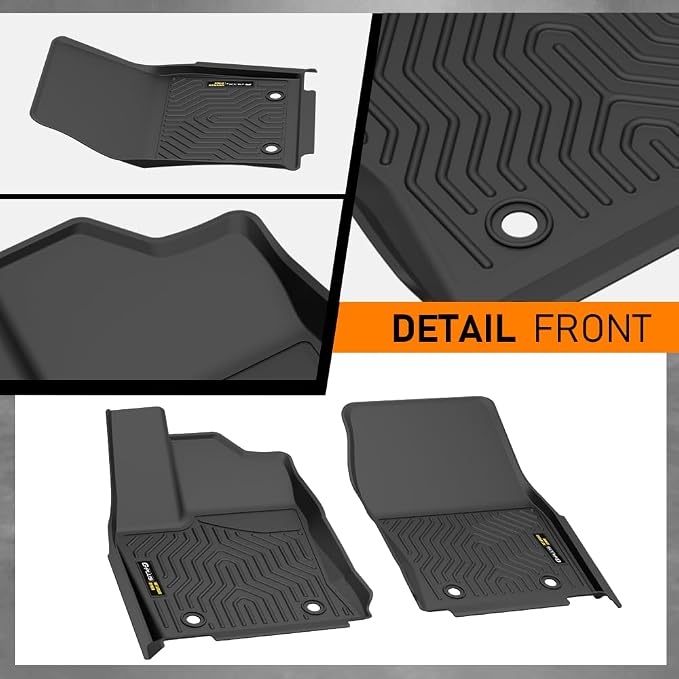 G-PLUS TPE Floor Mats 3PCS Fit Toyota Tundra CrewMax Cab 2022-2026 | All Weather Protection,Non-Slip,Custom Fit Floor Cargo Liner,TPE Full Coverage,1st & 2nd Row,Black,3PCS