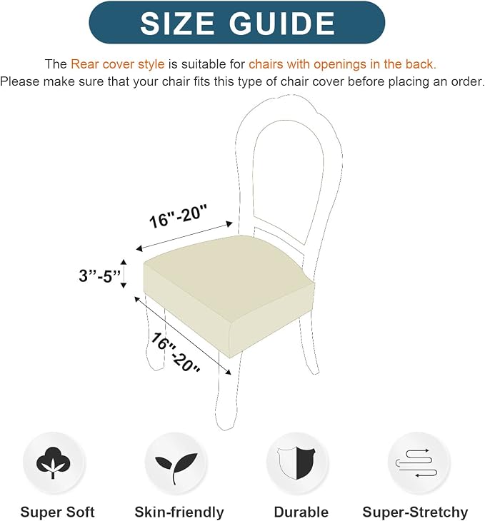 Genina Waterproof Seat Covers for Dining Room Chair Covers Waterproof Dining Chair Covers (2 PCS-Rear-gapped, Khaki)