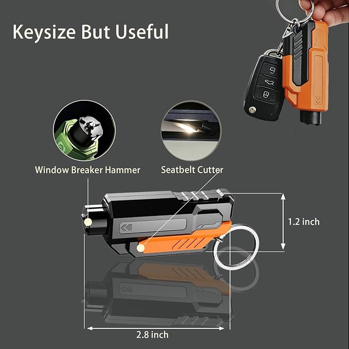 Upgraded Safety Hammer,Safe Hammer Glass Breaker Under Water,Life Hammer Car Escape Tool,Window Breaker and Seatbelt Cutter Keychain for Cars (Red+Orange+Blue+Green)