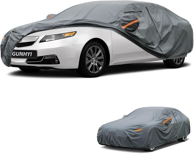 GUNHYI Premium Car Cover Custom Fit Acura TL, 16 Layers Heavy Duty Car Cover Waterproof All Weather with Zipper Door for Sun Rain Snow Dust Uv Protection
