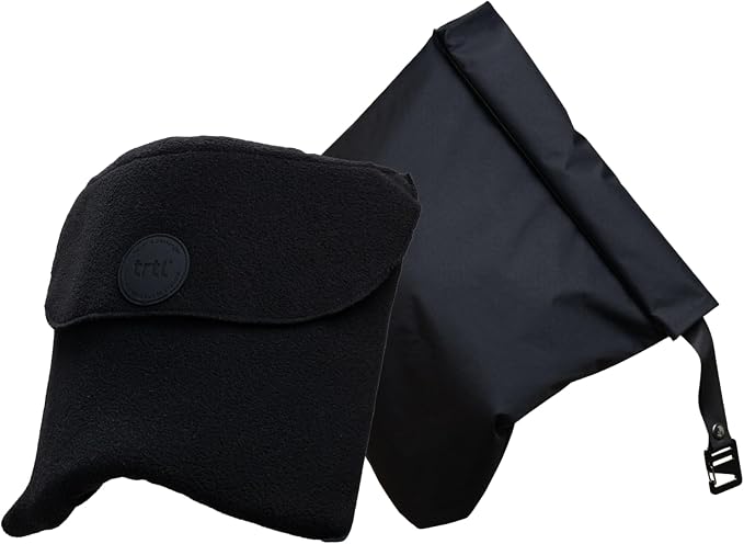 Trtl Travel Pillow Original 2.0 – Scientifically Proven Super Soft Travel Pillow with Premium Head & Neck Support – for Airplane Travel – Machine Washable – Lightweight & Compact – Jet Black – Small
