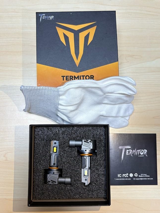 Termitor 9005/HB3 Light Bulbs, 50,000LM 12X Super Brightness, 1:1 Mini Size with Cooling Fan, 6500K Cool White, IP68, Plug and Play, 95%+ Vehicle Adaptability, 9005 Special Bulbs, Pack of 2