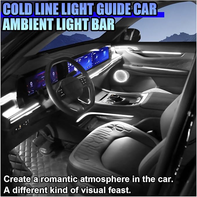 ZIMISI EL Wire Car Interior LED Strip Lights, Neon Light Strip (White) | 5V 16FT Car Ambient Lighting Decorations with Sewing Edge, USB Electroluminescent Car Interior Lights with Fuse Protection