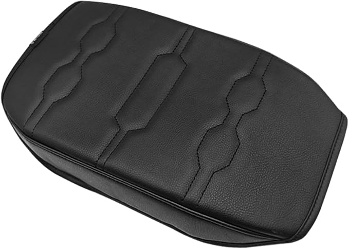 Muslogy Center Console Armrest Cover Fit for Ford Ranger 2024 2025 2026 Accessories, Comfort Armrest Pad Console Lid Cushion Vegan Leather Regular Thick (Black/Black Trim)