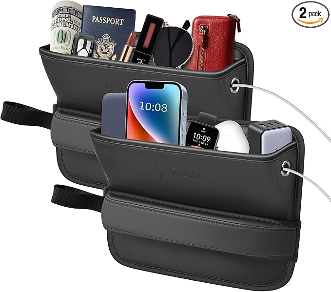 FLORICH Car Seat Gap Filler Organizer, 2-in-1 Seats Gap Filler Organizer and Storages Between Seat Car Gap Filler, Car Organizer Front Seat Universal Fit for Car SUV Truck Black 2 Pack