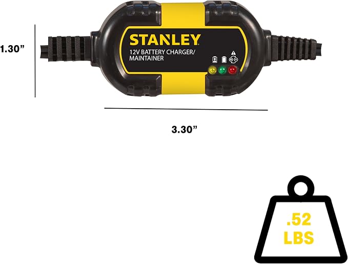 Stanley BM1S 1 Amp Battery Charger for Vehicles | Keeps 12V Batteries Charged Up