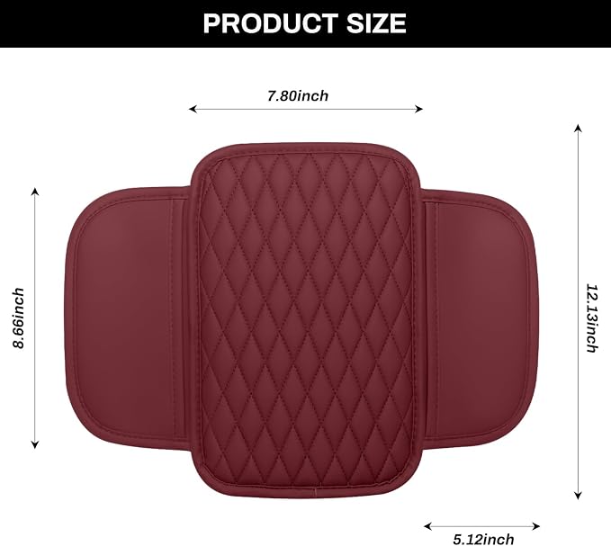 Ouzorp Car Center Console Cover, Upgraded Microfiber Leather Car Arm Rest Cover with 2 Storage Bags, Universal Armrest Cover for Car Storage Box Car Interior Accessories Protector for Most Vehicle-Red