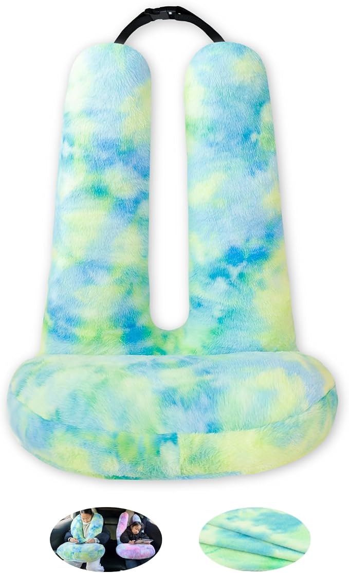 FHSGGP Travel Pillow Car Travel Sleep Support Pillow | 2-in-1 Lap Pillow and Car Pillow With Neck and Body Support for Adults and Kids on Long Trips Kids Travel Pillow Green