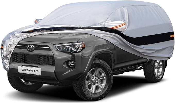10 Layers SUV Car Cover Custom Fit for Toyota 4Runner (2002-2026) Waterproof All Weather for Automobiles, Full Cover Rain Sun UV Protection.Silver