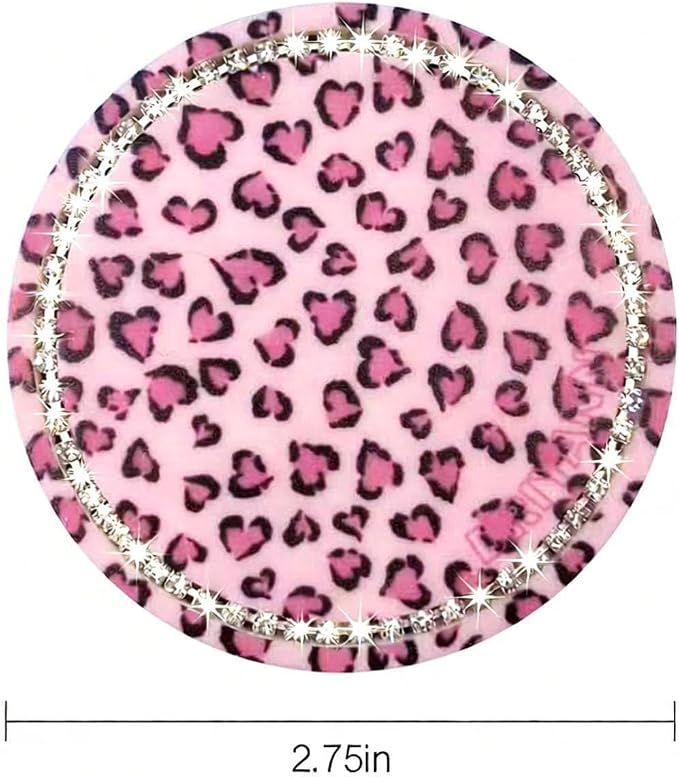 Leopard Car Coasters for Cup Holders, 4 Pack Silicone Cheetah Car Cup Holder Insert Coasters, 2.75" Universal Non-Slip Cup Holder Coaster, Car Interior Accessories for Women (Pink)