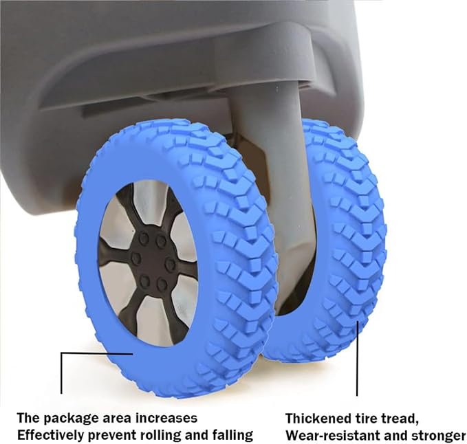 2024 New [Upgrade] Luggage Wheel Covers, 8Pcs Luggage Wheel Protector Covers, Luggage Compartment Wheel Protection Covers, Shock-Proof Anti-Slip Luggage Wheels Silent Protection Cover (8Pcs Blue)