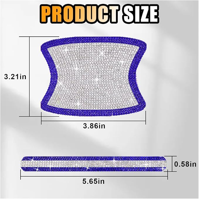 JOYCOURT 10PCS Bling Car Door Handle Anti-Scratch Sticker, Blue&White | Universal Car Door Handle Cup Protective Cover, Adhesive Door Bowl Sticker, Shiny Rhinestone Auto Decor Accessories for Women