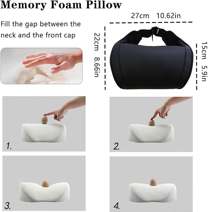 TOPABYTE Car Neck Pillow with Memory Foam Comfortable Ergonomic Design Seat Neck Support Headrest Softness Car Pillow Cushion for Driving, Universal Fit, 1 Piece, Black