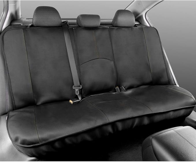 Motor Trend SpillGuard Waterproof Car Seat Covers, Front and Rear Full Set (Beige Stitch) – Neoprene Seat Protectors with Extended Bench Side Coverage for Auto, Truck, Van, and SUV