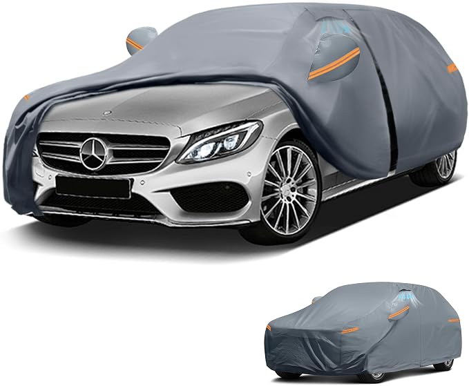 Waterproof Benz CLK 200 280 320 350 430 500 Car Cover with Breathable Vents, [Upgrade] Premium Covers with Cotton Liner and Zipper Door,Sun Rain Snow Dust Uv Protection.(Gift with Towel)