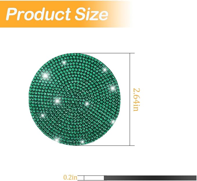 Osilly Bling Car Cup Holder Coaster, 2 Pack Crystal Rhinestone Anti-Slip Insert Coasters, Universal 2.75 Inch Fashion Automotive Cup Mat, Car Interior Accessories Decor Gifts for Women (Green)