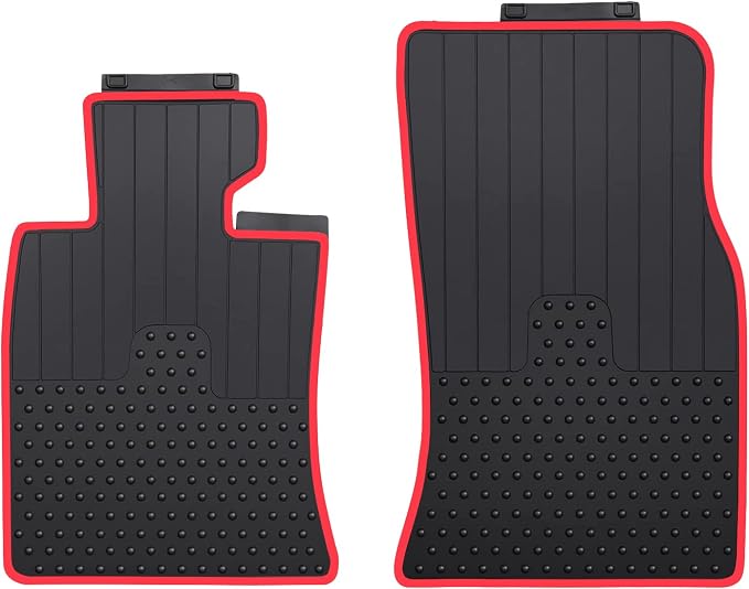Car Floor Mats Custom Fit for Mini Cooper Mini Cooper Gen2 Hardtop R56, Clubman R55, Convertible R57 Black Red Rubber All Weather Protection Auto Floor Liners(Set of 2 Front Mats)