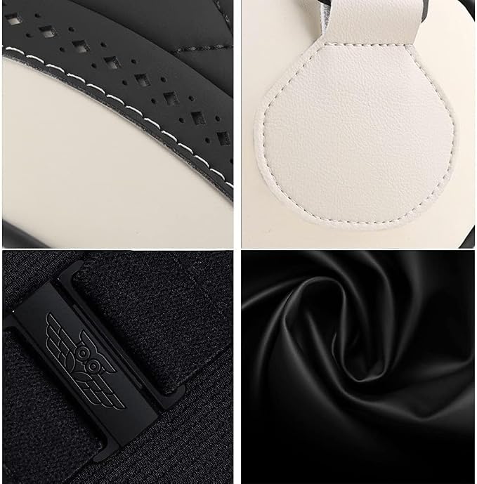LUNDA Luxury Car Neck Pillow Car Travel Neck Rest Pillows Seat Cushion Support Napa Leather for Mercedes Benz S-Class headrest (Black