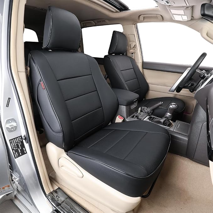 EKR Car Seat Covers Custom Fit for Toyota 4Runner(5 Seats) Full Set | for Toyota 4Runner 2003-2009(Power Front Seats)Full Wrap,Airbag Compatible,Waterproof Pet-resistant,Faux Leather(Black)