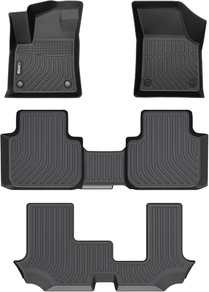 HAFIDI® Floor Mats Fit for 2018-2025 2026 VW Atlas (7 Passenger Bench) All Weather Protection TPE Car Floor Liners, Fits 1st & 2nd & 3rd Row Full Set Volkswagen Atlas Custom Accessories, Black