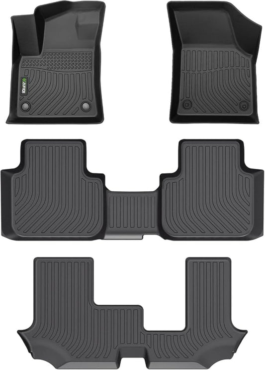 HAFIDI® Floor Mats Fit for 2018-2025 2026 VW Atlas (7 Passenger Bench) All Weather Protection TPE Car Floor Liners, Fits 1st & 2nd & 3rd Row Full Set Volkswagen Atlas Custom Accessories, Black