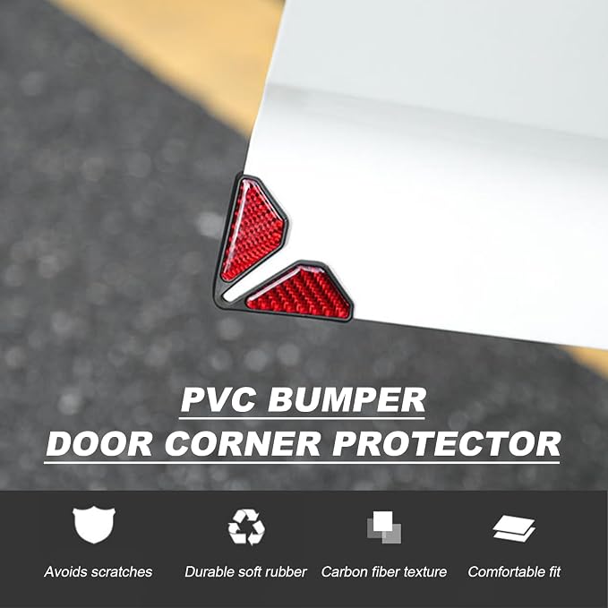 DXNQ 2 PCS Car Door Corner Protector Edge Guards, Real Carbon Fiber Anti-Collision Car Door Edge Protector, Self-Adhesive Decorative Auto Corner Protect, Vehicle Exterior Accessories (Red)