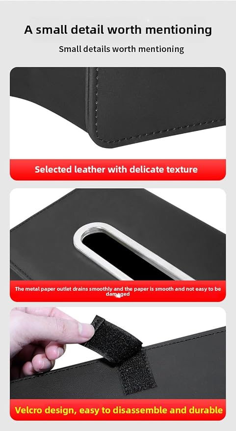 Car Tissue Holder - Backseat Napkin Tissue Organizer, Durable and Adjustable Car Tissue Box Organizer for Vehicles, Universal Fits for 100 120 150 Rectangular Tissue Box (Carbon Fibre Black)