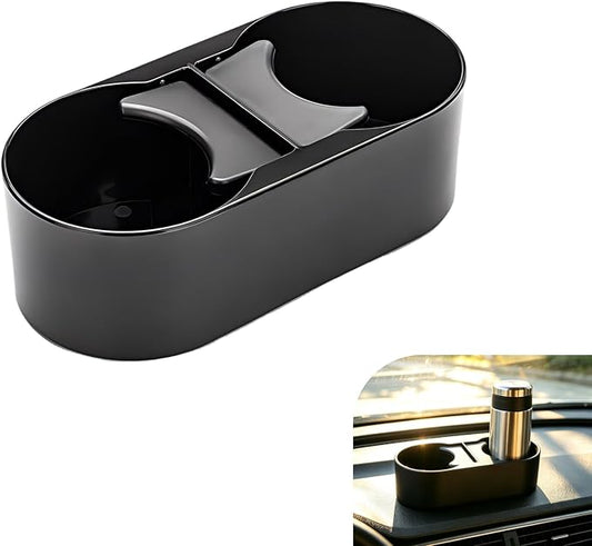 Car Cup Holder, ABS Center Console Double Cup Holder, Self-adhesive Multi-functional Double-drink Organizer, Universal for Most Cars SUVs Trucks (Black #A)