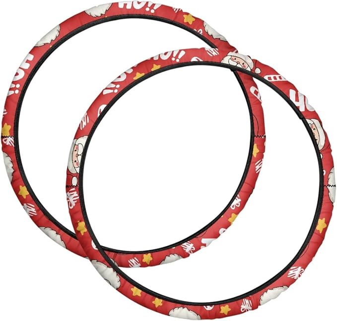 Christmas Wheelchair Wheel Covers Funny Santa Claus 2 PCS Wheelchair Tyre Covers Neoprene Wheel Cover for Transport Wheelchair Wheels Xmas Decor