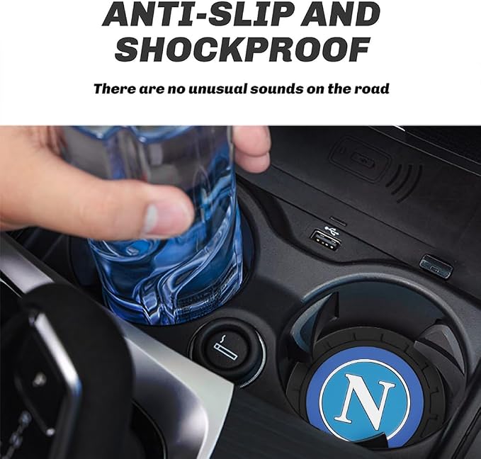 Cup Holder Insert Coaster for Napoli UEFA UCL Fans,Anti Slip Car Cup Coaster Interior Accessories
