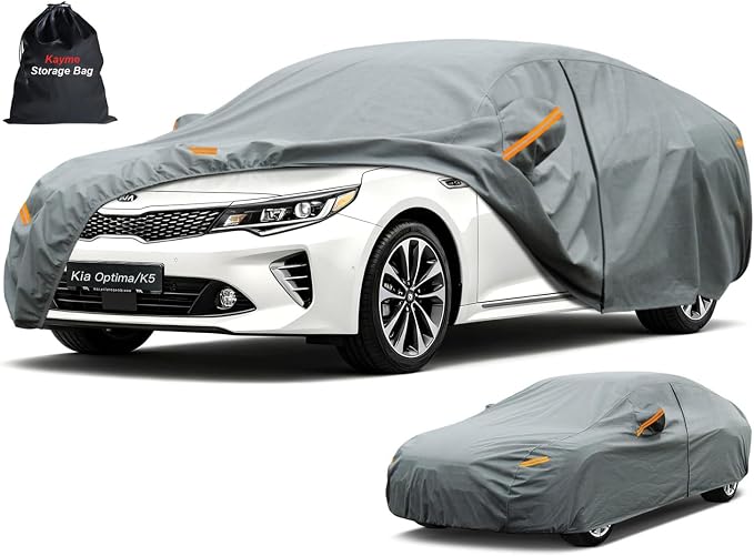 Kayme Heavy Duty Car Cover Custom Fit Kia Optima Kia K5 (2000-2026), Waterproof All Weather for Automobiles, Full Exterior Covers Sun Rain UV Protection.