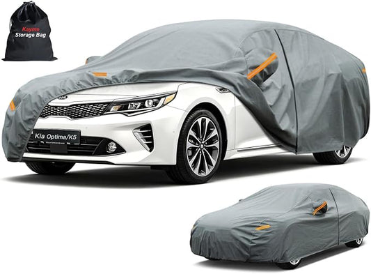 Kayme Heavy Duty Car Cover Custom Fit Kia Optima Kia K5 (2000-2026), Waterproof All Weather for Automobiles, Full Exterior Covers Sun Rain UV Protection.