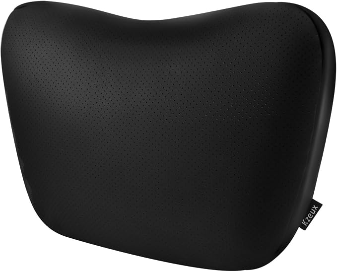 Upgraded Car Neck Pillow - Adjustable Height Headrest Cushion for Tesla Models 3/Y/S/X - Breathable Nappa Leather & High Elastic Pearl Cotton Interior (1 Pack Black)
